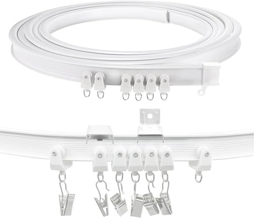 TOKPLNU Barra para cortinas flexible y plegable de 2,5 m - Riel de cortina curvado - Riel de cortina para techo - Rieles y accesorios para ventanales - Separador para sala de ducha