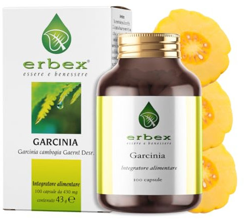 ERBEX - Garcinia Cambogia, Integratore alla Garcinia Cambogia Pura e Glucomannano - 100 Capsule