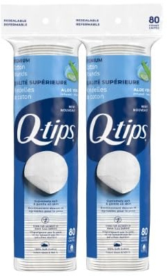Q-tips Beauty Premium Cotton Rounds 80 Count 2-Pack – Hypoallergenic Makeup Remover Pads, Beauty & Personal Care Essentials