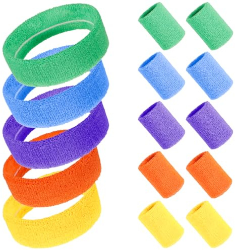 Radsocken 15PCS Sweat Bands and Wristbands Coloured 80s Sweatbands Set
