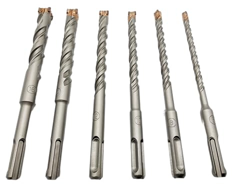 HM Hartmetall Kreuzschneide SDS Plus Hammerbohrer Set 6x Doppelwendel Beton Stein Bohrer 6-16 mm in Box