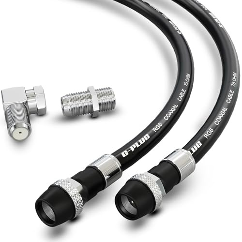 G-PLUG RG6 Coaxial Cable 50FT – Triple Shielded, Waterproof, 75 Ohm with F-Type Connectors, High-Performance for HDTV, Satellite, Internet, Indoor/Outdoor Use
