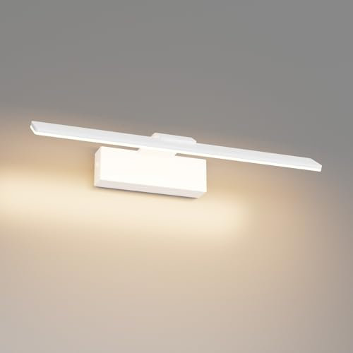 Klighten Lampada da specchio da bagno a LED, 40 cm, 12 W, IP44, da bagno, in alluminio, 60 LED, 1100 lumen, bianco caldo 3000 K, 40 cm