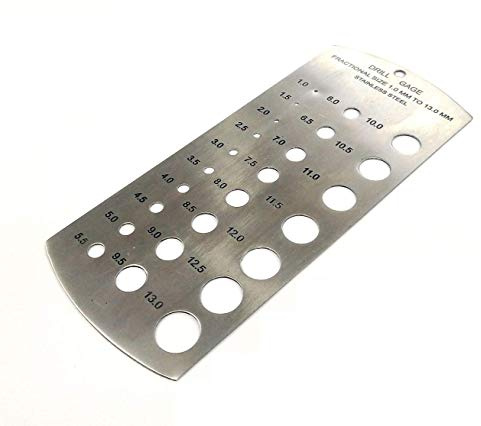 MachEl Jauge de forage métrique en acier inoxydable, gamme 1-13 mm, outil de mesure de précision