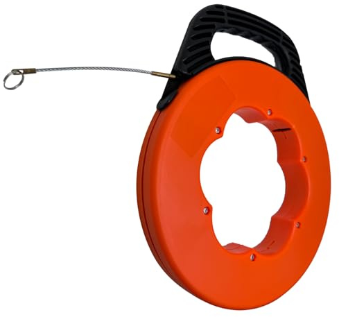 IRSCorp Aiguille Tire Fil 30m Flexible Spiralé Aiguille Tire Fil Avec Coque en Plastic électrique de Outil d'extraction de Câble Amélioré (Coque Orange, 30M Fil de Fibre de Verre Noir)