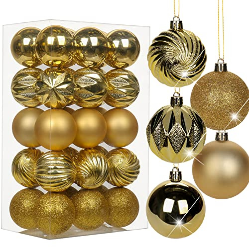 Set de 30 bolas de Navidad de 6 cm, adornos de árbol de Navidad de plástico con anilla para colgar, decoración para árbol de Navidad para bodas, festividades, fiestas, Navidad, Halloween, decoración