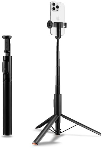 Spigen Wondersnap Automatic Selfie Stick Tripod, [Auto-Open] Phone Tripod Stand for iPhone & Android 360° Double Axes Rotatable Travel - Black
