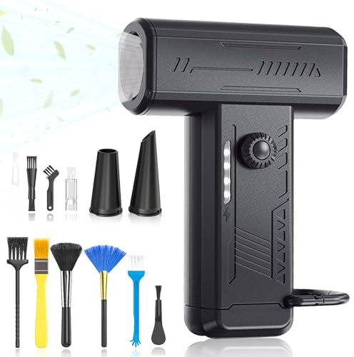 Sadodo Elektrische Staubgebläse +10 Reinigungsbürste,Compressed Air Duster Blower,Outdoor LED Licht Druckluftspray 130000 U/min Gebläse Akku,Turbo Fan,Druckluft-Staubwedel für Computer,Tastatur,Auto