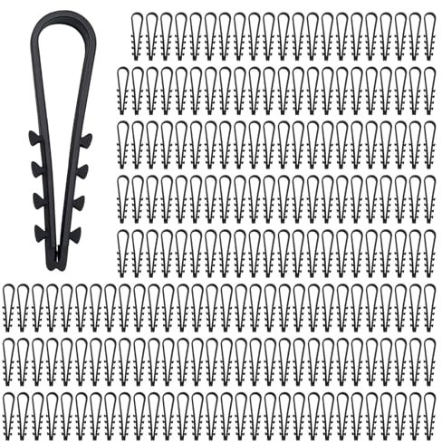 200 tacos de bucle, 5 – 10 mm, pasador de bucle festU, cable redondo, abrazadera para tacos, abrazadera para cables, fijación de cables para diferentes escenarios (negro)
