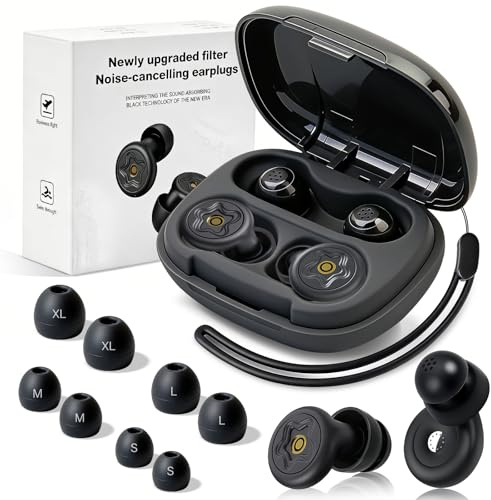Écouteurs de sommeil, Écouteurs antibruit Embouts en silicone, Les sont un incontournable pour les concerts, les études, les voyages, 4 pièces d’oreillettes souples et réutilisables en noir