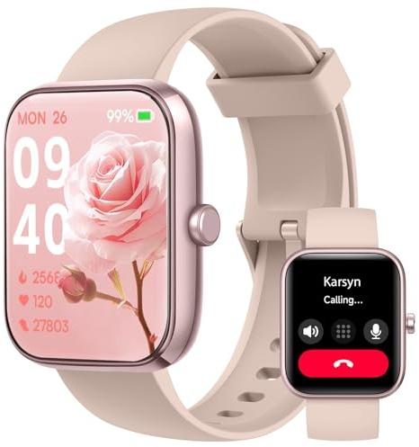 Smartwatch für Damen Herren mit Telefonfunktion, Alexa Smart Watch IP68 Wasserdicht, 1,83 Fitnessuhr mit SpO2 Pulsuhr Schlafmonitor Schrittzähler 120+ Sportmodi, Sport Uhr für iOS Android, Rosa