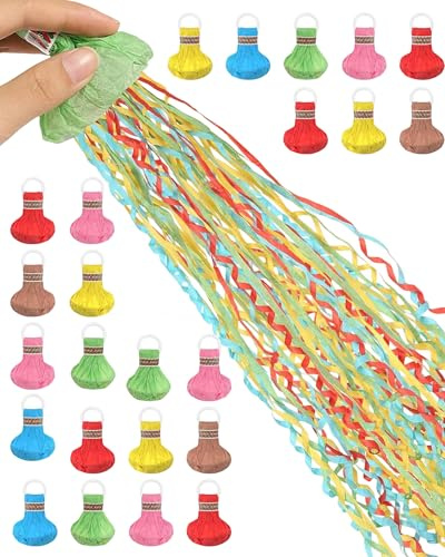 Fonyiunce 20 Piezas Lanzar a Mano Serpentinas, Lanzar Serpentina de Cumpleaños (Colore Aleatorio), Sin Ensuciar, Fácil de Tirar para Navidad, Nuevo, Bodas, Cumpleaños