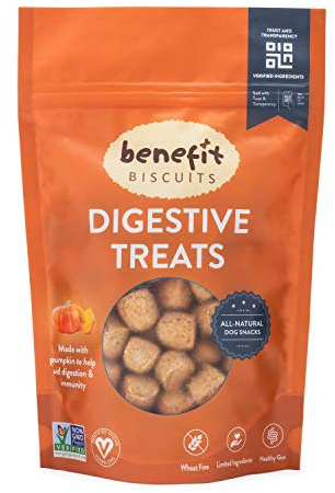 Benefit Biscuits, All Natural Dog Treats, Certified Vegan, Non GMO, Wheat Free, Healthy Dog Biscuits, Made in USA (Pumpkin, 7oz Bag)