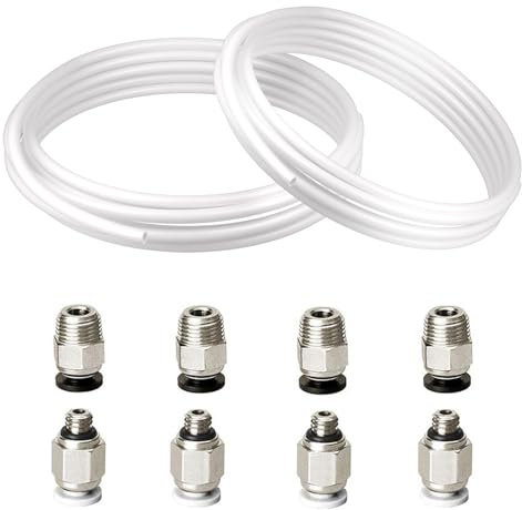 Redrex 2 Stück 2m PTFE-Schlauch 3D-Drucker ID2mm OD4mm mit 4 PC4-M6 4 PC4-M10 Pneumatik-Anschlussstücke für Reprap 3D-Drucker 1.75mm Bowden Hotend