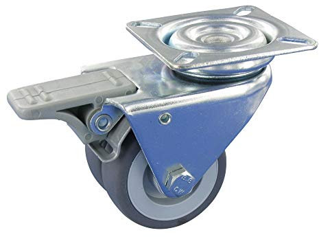 Rollentechnik Strandkorbrolle Apparaterollen Lenkrolle mit Feststeller Ø50mm TPE Gummi Anschraubplatte