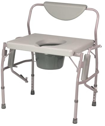 Homecraft Deluxe Bariatric Drop Arm Commode, 1000 lb Weight Capacity, Extra Wide Seat with Adjustable Height, Bedside or Over Toilet Use, Drop Arms for Easy Transfers, Includes Splash Guard & Bucket