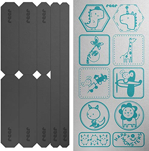 reer 53141 LightReflex Reflektor-Sticker-Set, 18 Stück, verschiedene Größen, Reflektoren-Aufkleber für Kinderwagen, Fahrrad, Jacke und Co., selbstklebend, silber, 39 g