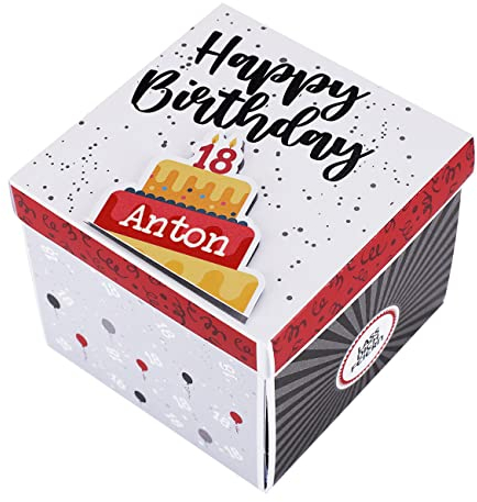 Herz & Heim® Überraschungsbox -Happy Birthday- mit Wunschname 18 Jahre
