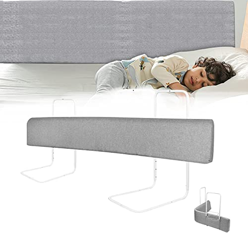 LZQ Bettgitter Rausfallschutz Bettschutzgitter Kinderbettgitter Bettkantenschutz Schutzgitter Bett Bed Rail, Form Einstellbar Höhenverstellbar für Kinder und Baby - Grau, 150cm