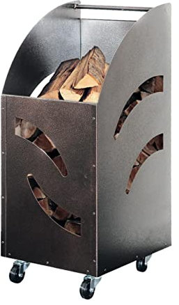 Briconess.com Kaminholzwagen mit Rädern aus Schmiedeeisen