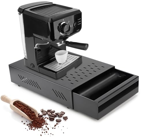 EFUTURETIME Kaffesump behållare 35 x 25 x 10 cm suddlåda, svart | Espresso låda rostfritt stål avtappningsbehållare för kaffe portafilter med avtagbar avtappningsstång