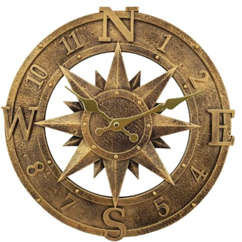 Taodyans Outdoor Wall Clock 12in Outside Waterproof Garden Clock Retro Clocks for Pool Balcony Patio and Deck -Not Silent (Bronze)