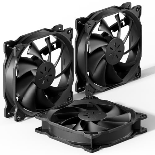 upHere gaming ventilador pc 120mm para ventiladores pc,Ventilador de PC silencioso 3 Pack (Negro)12BK3-3