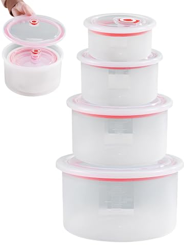 SPORWAY Vajilla para microondas con tapa, 3 piezas, con tapa con 3 compartimentos, almacenamiento de alimentos, vajilla para calentar microondas (rojo-4 unidades)