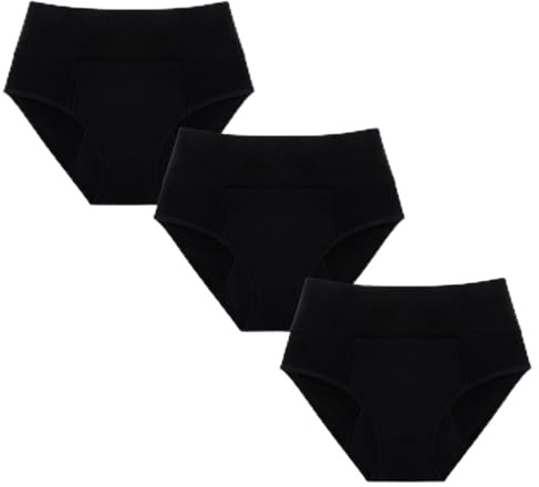 Lot 3 Culotte menstruelle Flux Tres abondant 4 tampons, Culottes menstruelles Taille Haute Coton Bio Adolescente & Femme + Filet Lavage, Protection Anti Fuite Post Accouchement Ultra absorbante, M