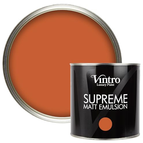 Vintro | Luxury Matt Emulsion | Smooth Chalky Finish | Multi Surface Paint | for Walls, Ceilings, Wood and Metal 2.5L (Orange/Brown - Thor's Rust, 2.5 Litre)