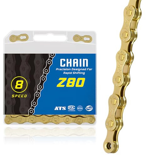 Fahrradkette,6/7/8 Fach Fahrrad Kette Gold,Unisex,1/2 x 3/32 Inch,116 Glieder,Kette Fahrrad Set,Fahrrad Zubehör Kettenwerkzeug,Kompatibel mit Bmx, Mtb und Mountainbike