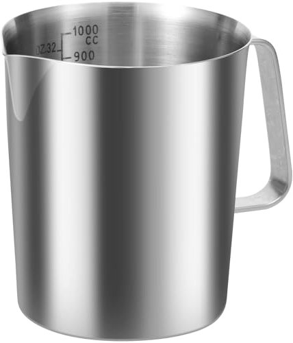 Gobelet doseur en acier inoxydable 1 l avec graduation fine sans BPA 12 cm Verre doseur en acier inoxydable anti-gouttes robuste pour la maison, la cuisine, le restaurant, le bar, le magasin de thé