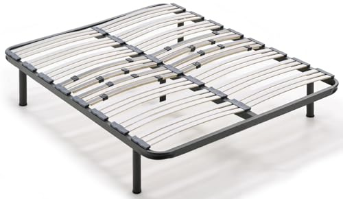 habithor - Somier Multiláminas con Reguladores de Firmeza y Estructura de Acero 40x30 mm | Patas Cilíndricas Incluidas | Altura Final 37 cm | Medida: 150x190 cm | Fabricación Española
