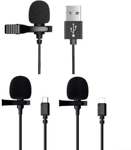Microfono Lavalier adatto per varie esigenze di registrazione, offre libertà di movimento mentre un suono eccellente (per USB)