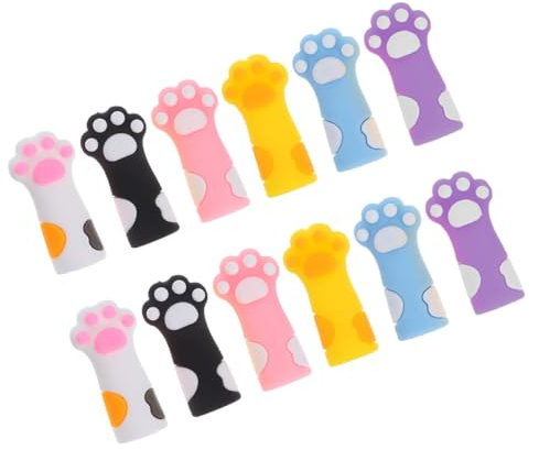 MINAOLULUS 12 Protectores de Punta de Lápiz de Silicona Diseño de Pata de Gato, Tapas Pequeñas para Lápices Infantiles, Coloridas, Suaves y Resistentes, Accesorios Escolares para Mantener