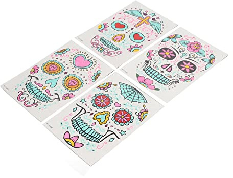 NOENNULL Set di Adesivi per Tatuaggi Luminosi con Pittura Temporanea di Arte Finta per Feste di Halloween per Bambini, Glitter 2 Colori, Rimozione Facile, Carta per Stampa con Trasferimento