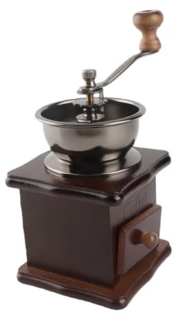 Fabater Retro Handkaffekvarn, Rostsäker Kärna i Rostfritt Stål, Justerbar Manuell Kaffekvarn med Träbas, Klassisk Stil, 18,2 Oz