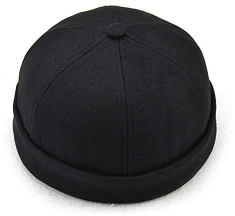 Bob Homme Docker Bonnet Neuf Urban Style Bord Roulé rétro Travailleur Marin Casquette Unique Street décontracté Brimless Chapeau (One Size (58cm), 9105 Noir
