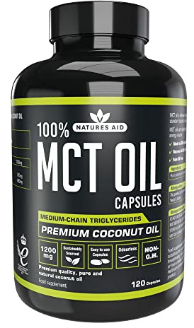 Natures Aid MCT Oil Capsules 1200mg Supplement – 120 Capsules