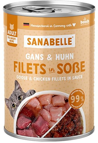 Sanabelle Alimento húmedo Pote Gourmet con Ganso y Pollo | 6 x 380 g | 2.28 kg