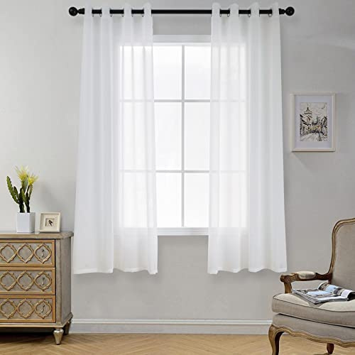 CUCRAF Transparente Gardinen mit Ösen - Wohnzimmer & Schlafzimmer, H175 x B140cm 2er Set Transluzente Vorhänge Off White, Unifarbene Pflegeleichte und Knitterfreie Vorhänge in Leinenoptik