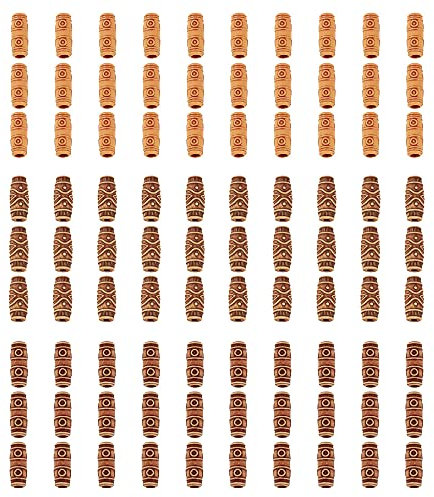90 PCS Nachahmung Holzgeflecht Dreadlock Perlen Haar Jewerly Tube Perlen zum Flechten Dekoration