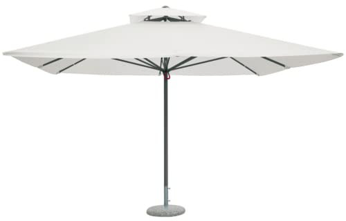 Gruppo Maruccia - Parasol 3 x 3 mètres fabriqué en Italie - Poteau central - Toit en acrylique haute protection UV - Pour jardins, bars, restaurants, hôtels - aluminium, Blanc