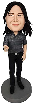 mydedor Individuelle Wackelkopf-Figur, personalisierbare Puppe, Mann mit schwarzem Hemd, benutzerdefinierter Wackelkopf, Wackelkopf-Figuren, handgefertigt, personalisierte Skulptur, Geschenk für