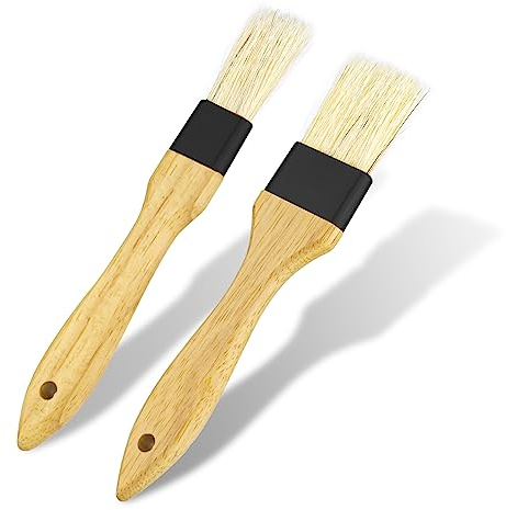 Pastry Basting Brushes, 2PCS Oil Brushes Boar Bristle Brushes BBQ Brushes for Sauce BBQ Basting Brush Kitchen Brush for Oil Egg Spread Marinade Sauce, Black (2 Specifications)