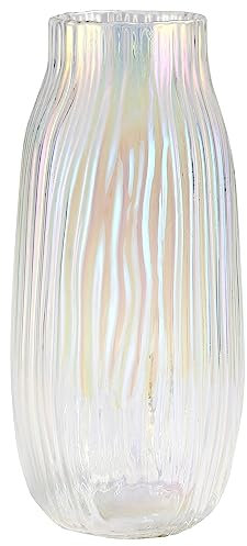 Large Colored Glass Vase for Home Decor Ribbed Tall Gold Floor Vase 12.0 Decorative Vases for Table Centerpieces Flowers Decor and Farmhouse(Colored 8.0in)