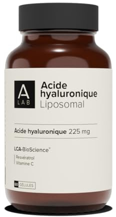 A-LAB Acide Hyaluronique Liposomal - Assimilation Renforcée - Complément Alimentaire Anti-Rides, Elasticité, Fermeté de la Peau - Resvératrol, 225 mg, 20 jours - Fabriqué en France