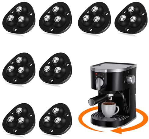 TRVL FIELDER Selbstklebende Lenkrollen, 360° schwenkbares Universal-Lenkrad, Mini-Rollenkugellager für kleine Küchengeräte, Aufbewahrungsbox, Mülleimer DIY (mit 3 Kugellagern, schwarz, 8 PCS)