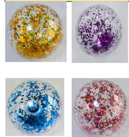 4PCS Aufblasbare Glitter Wasserbälle Set, 40CM (28CM Wenn Aufgeblasen) Wasserball Aufblasbar Glitzer, Wasserbälle Aufblasbar Kinder Erwachsene, Transparente Strandball Für Sommer Pool Partyzubehör