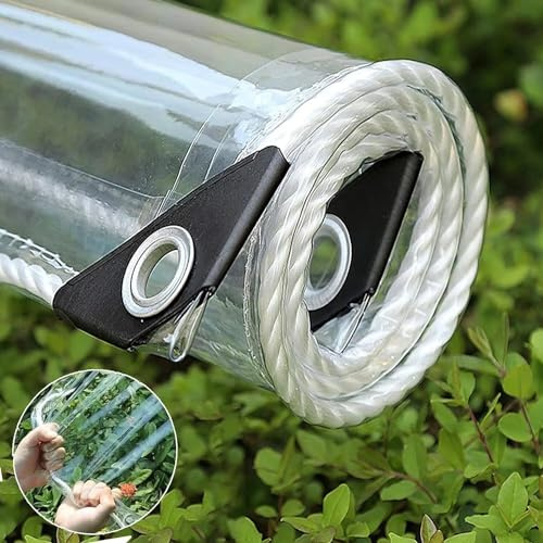 Clear Tarp, 5x7ft Waterproof Clear Tarpaulin Heavy Duty with Eyelets Thicken Tear Resistant PVC 14 Mil Clear Tarps Cover Transparent Tarpaulin for Patio,Porch,Greenhouse and Outdoor